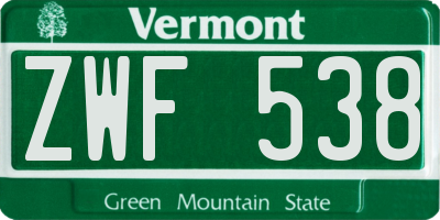 VT license plate ZWF538
