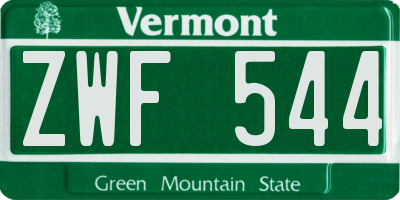 VT license plate ZWF544