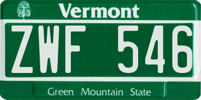 VT license plate ZWF546