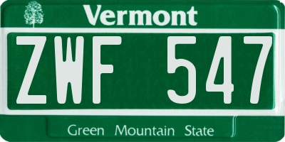 VT license plate ZWF547