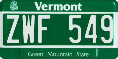 VT license plate ZWF549