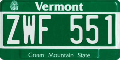 VT license plate ZWF551