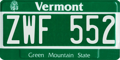 VT license plate ZWF552