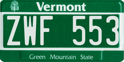 VT license plate ZWF553