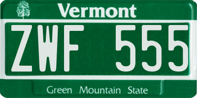 VT license plate ZWF555