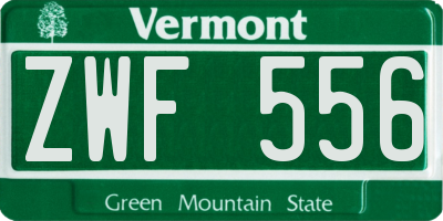 VT license plate ZWF556