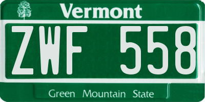 VT license plate ZWF558