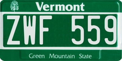 VT license plate ZWF559