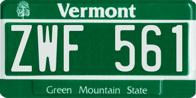 VT license plate ZWF561