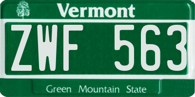 VT license plate ZWF563