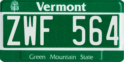 VT license plate ZWF564
