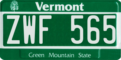 VT license plate ZWF565