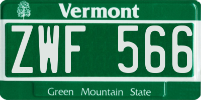 VT license plate ZWF566