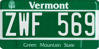 VT license plate ZWF569