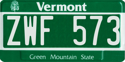 VT license plate ZWF573