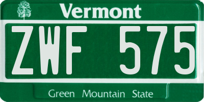 VT license plate ZWF575