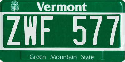 VT license plate ZWF577