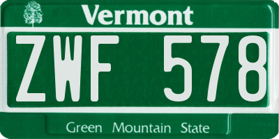 VT license plate ZWF578
