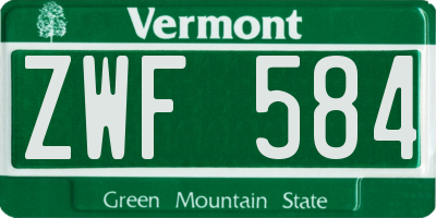VT license plate ZWF584