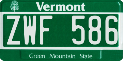 VT license plate ZWF586