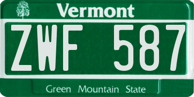 VT license plate ZWF587