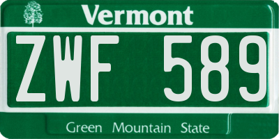 VT license plate ZWF589