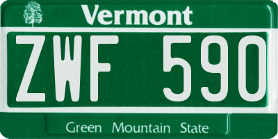 VT license plate ZWF590
