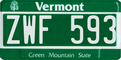 VT license plate ZWF593