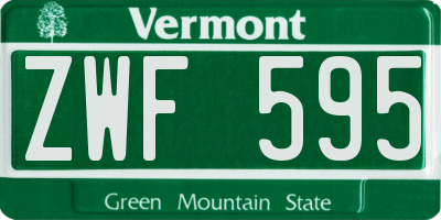 VT license plate ZWF595