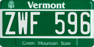 VT license plate ZWF596