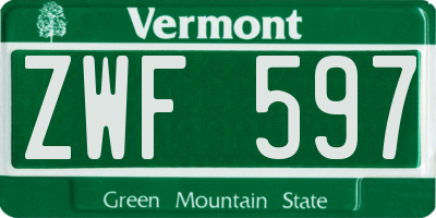 VT license plate ZWF597