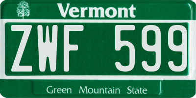 VT license plate ZWF599