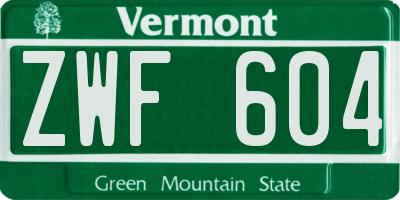 VT license plate ZWF604