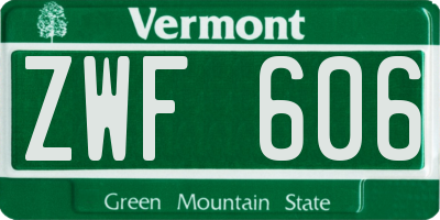 VT license plate ZWF606