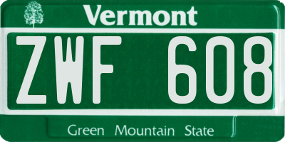 VT license plate ZWF608