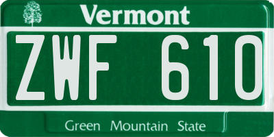 VT license plate ZWF610
