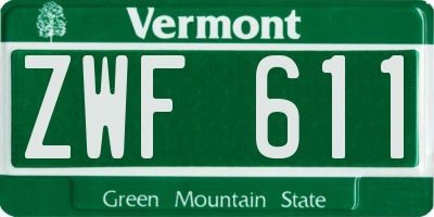 VT license plate ZWF611