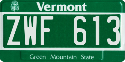 VT license plate ZWF613