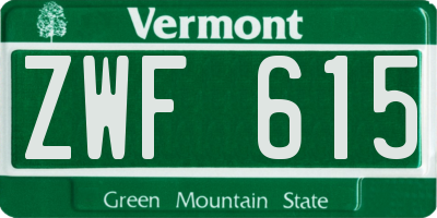 VT license plate ZWF615