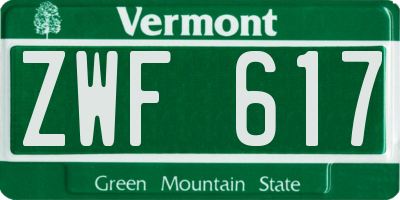 VT license plate ZWF617