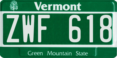 VT license plate ZWF618
