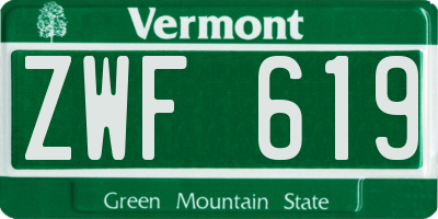 VT license plate ZWF619