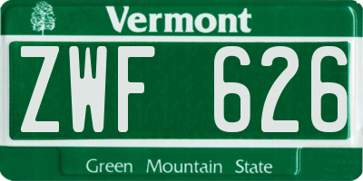 VT license plate ZWF626