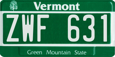 VT license plate ZWF631
