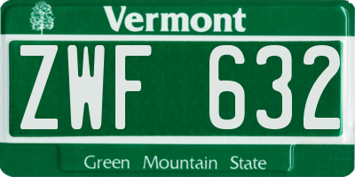 VT license plate ZWF632