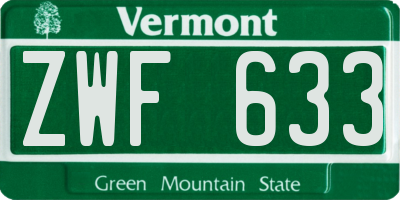 VT license plate ZWF633
