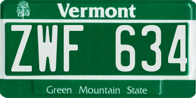 VT license plate ZWF634