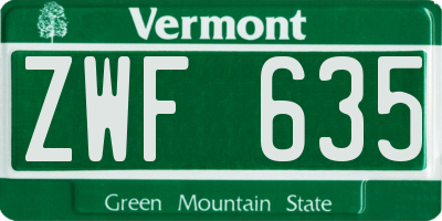 VT license plate ZWF635