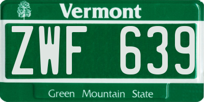 VT license plate ZWF639