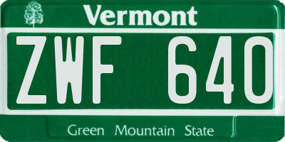 VT license plate ZWF640